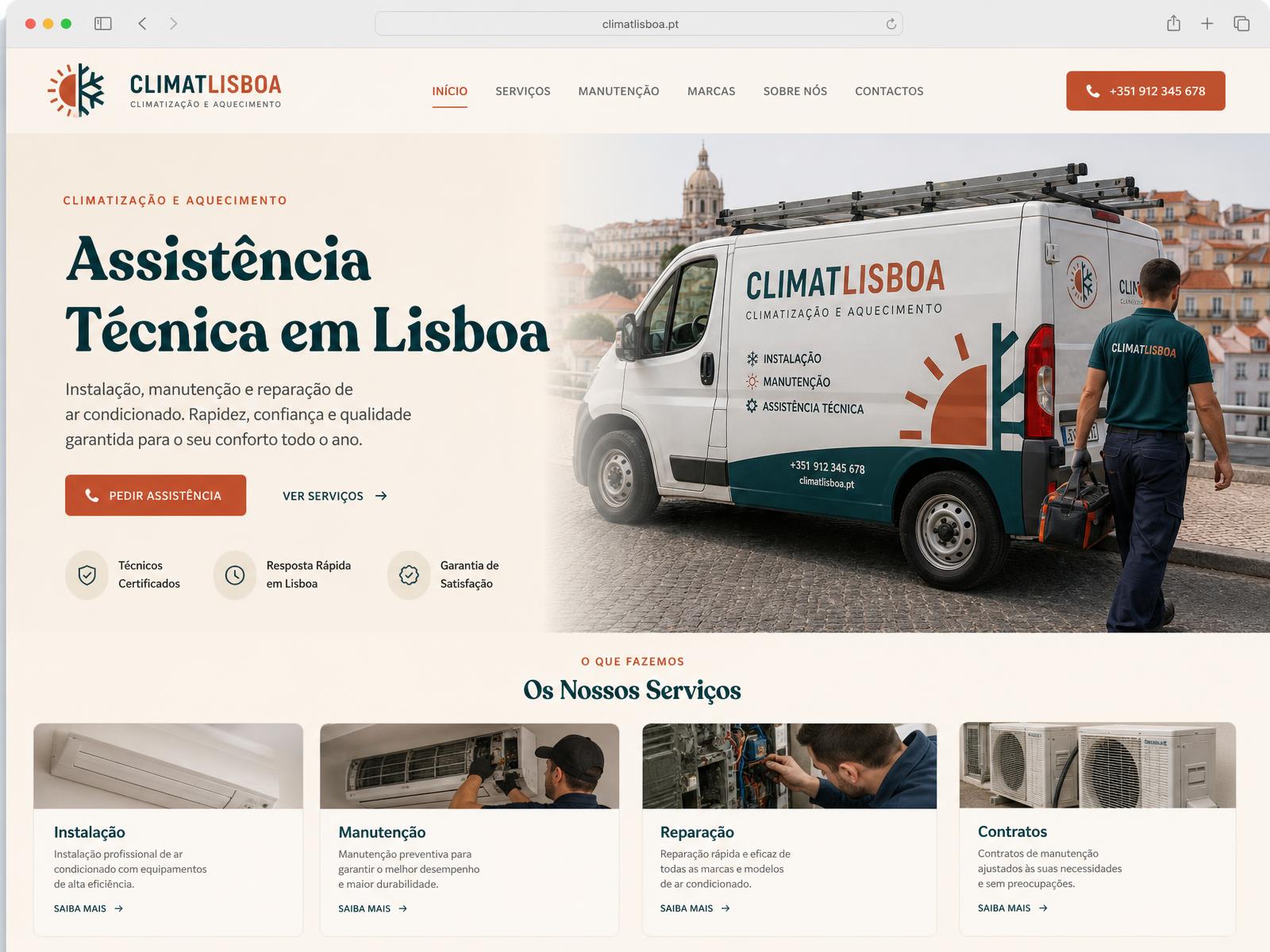 Website exemplo: Climatização e Aquecimento