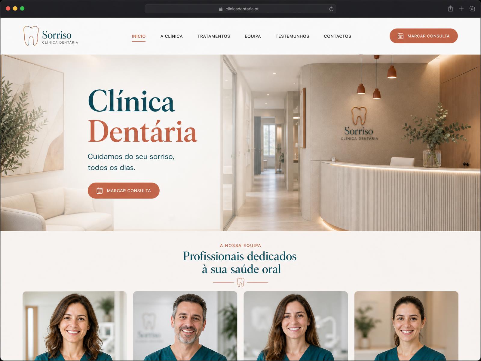Website exemplo: Clínica Dentária