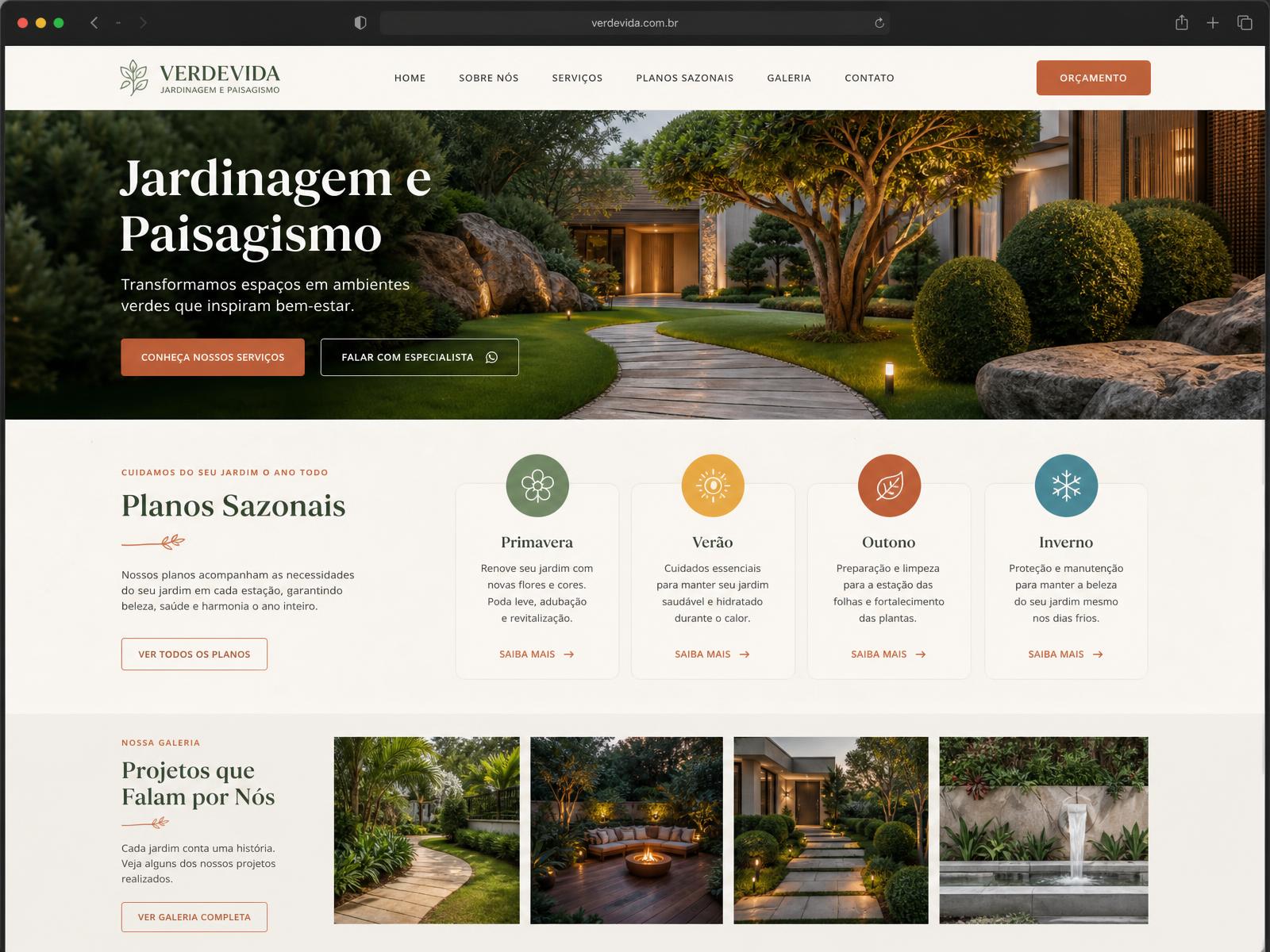 Website exemplo: Jardinagem e Paisagismo